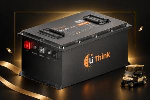 LiThink 48V 105Ah golf cart battery in U.S. Black Friday artwork with a miniature golf cart.