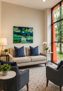 Private psychiatry office at Heights Behavioral Health in Houston used for evaluations and medication management
