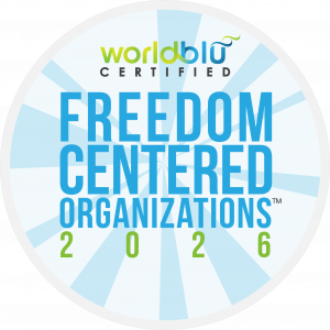 WorldBlu certified Freedom-Centered Organizations 2026  award image