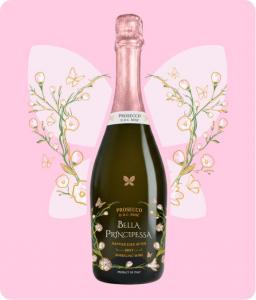 Bella Principessa Prosecco DOC Rosé Brut ceramic-painted bottle with flowers and butterflies