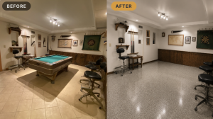 Before and after floor coating on a Central Florida concrete slab