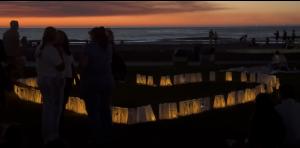 International Wave of Light is celebrated October 15th with luminaries in the shape of a heart at La Jolla Shores in Kellogg Park with families honoring their babies and children who died too soon.