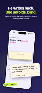 iPhone showing a Parchi reply on a paper slip with Keep it and Let it go buttons.