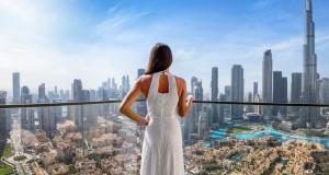 Lady overlooking Burj Khalifa