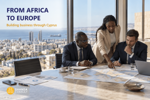African and European business people at a large desk discuss a project