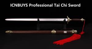 ICNBUYS Classic Tai Chi Training Sword with 2Cr13 stainless steel blade and solid Congolese Jichi hardwood scabbard calibrated by Master Jack Xu