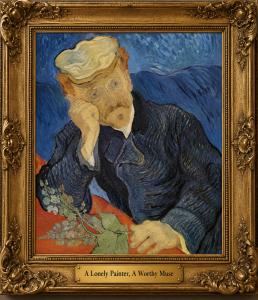 Van Gogh-inspired painting titled “A Lonely Painter, A Worthy Muse,” featuring a hidden clue in Larry M. Weiner’s interactive mystery, Anne Manx and the Shadow of Doubt.