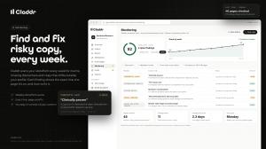 Claddr compliance monitoring dashboard showing automated storefront scans, compliance scores, flagged product claims, and recommended fixes for research-use businesses.