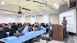 Students at the University of Management and Technology attend an ERP course session supported by SimpliTaught's AI learning platform.