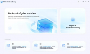 Screenshot der Benutzeroberfläche von 4DDiG Windows Backup zur Sicherung von Dateien, Partitionen und Windows-Systemen.