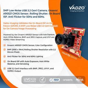 Falcon-521CRS: Onsemi AR0521 Color 5MP Low-Noise USB 3.2 Gen1 Camera for On Camera Image Processing