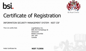 NIST CSF Certificate of Registration