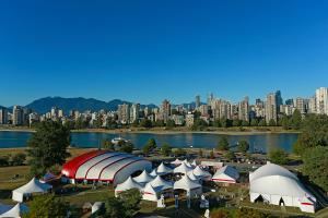 Bard on the Beach festival tents set up in Vanier Park in Vancouver, British Columbia