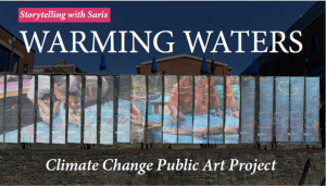 Warming Waters Public Art Installation Virtual Event: Decorative Saris Hanging Over Brick Wall in Georgetown Washington, D.C.