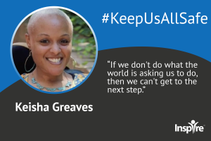 Photo of patient advocate Keisha Greaves, who urges social distancing to help Keep Us All Safe