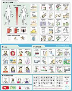 The EZ Board is a sturdy but lightweight picture and word board that allows weak ventilated patients to express wants, convey needs, and indicate the type, degree, and location of their pain and other concerns. 