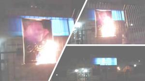 Torching Qassem Soleimani's banner in Lahijan