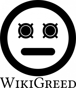 WikiGreed's logo and wordmark