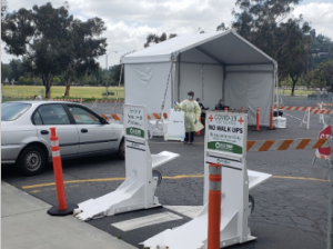 Meridian barriers protect healthcare workers at mobile testing site