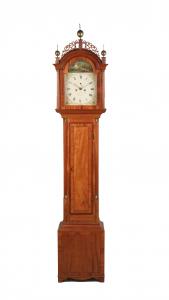Federal inlaid mahogany tall case clock, Aaron Willard, Boston, Mass., circa 1800.