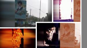 Karaj – Torching Ali Khamenei’s banner
