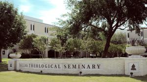 This is a sign identifying Dallas Theological Seminary that sits on campus