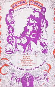 Allman Brothers Frank Zappa concert poster Tully Gymnasium 10/9/70