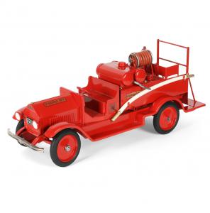 Restored 1930s Sturditoy “Pumper No. 7” pressed steel fire truck, made in the U.S. and modeled after a 1927 LaFrance fire truck, with functioning bell and water pump (est. CA$1,500-$2,000).