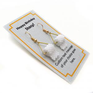 Personlized Miniature Toilet Paper Earrings on Custom Card