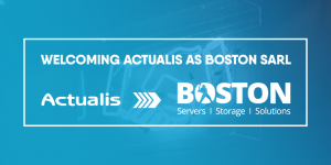 Actualis Logo becoming the Boston Logo - Text reads "Welcoming Actualis as Boston SARL"