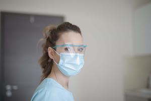 Nurse wearing protective mask