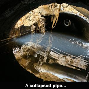 "Collapsed sewer pipe"