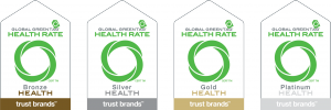 Global GreenTag  HealthRATE™ TAGS show the healthiness of a product in use and rate them accordingly through the Bronze, Silver, Gold or Platinum tiered HealthRATE™ system