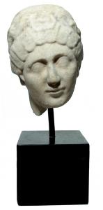 Lovely Roman marble head of a woman from the later 4th century AD, 10 inches tall, with attractive features, nice detail and a gentle expression (est. $9,000-$12,000).