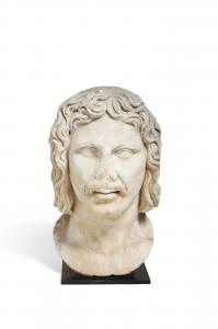 Large, possibly ancient Roman carved marble bust of a barbarian raised on an iron stand, 26 ¼ inches tall, from a private London collector ($50,000).