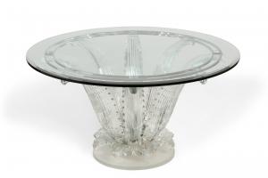 Marc Lalique glass cactus center table, with a design introduced in 1951, 28 ½ inches tall and 60 inches in diameter ($42,500).