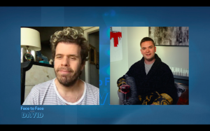 David Oulton and Perez Hilton on episode four of Face to Face with David