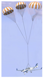 Artist rendering of ASR recovery parachute system for eFlyer 2.