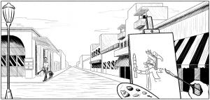 Storyboard image from The Love Hex or Nicest Flings in Mexico, Tehuacan Street