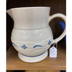 Longaberger milk pitcher, Woven Traditions Classic Blue pattern, 32 oz., 7 in. h., $40.