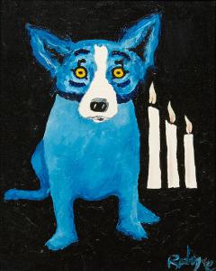 Original oil on canvas painting by George Rodrigue (Louisiana, 1944-2013) from the artist’s famous Blue Dog series, titled Flames of Hope (1992), signed and titled (est. $20,000-$40,000).