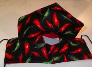 Restaurant Mask - black with peppers & red lining