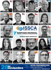 A grid of portrait photos of physicians, that also includes the flag of their country of origin. On the bottom are the dates for the event, the location of the event, and relevant contact info for those curious about the Symposium.