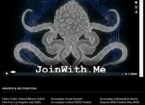 Website of JoinWith.Me, with video