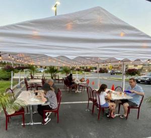 Outdoor dining is also offered in tents.