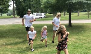 Darren Helm and family participate in Humble Design's Virtual 5K to raise money to furnish and design houses for those leaving shelters.