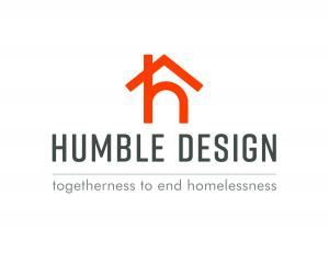 This is the national logo for Humble Design, Inc. The symbol is a lower case "h" with a "roof" intersecting the top of the "h" with the tagline underneath, "Togetherness to End Homelessness"