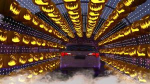 Car surrounded by over 1,000 pumpkins in immersive Jack-O-Lantern Tunnel - HAUNTOWEEN LA - Oct. 9 - 31, 2020 - Woodland Hills, CA