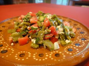 Nopalitos (cactus) salad, a traditional Texas Mexican dish