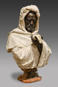 Museum-quality marble and bronze depiction of Othello by Pietro Calvi (Italian, 1833-1885), executed in Milan circa 1870, 36 inches tall, with original handkerchief (est. $60,000-$80,000).
